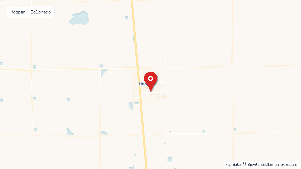Street map of Hooper, Colorado with location pin