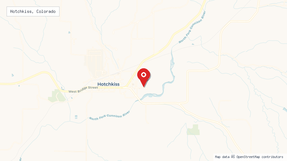 Street map of Hotchkiss, Colorado with location pin