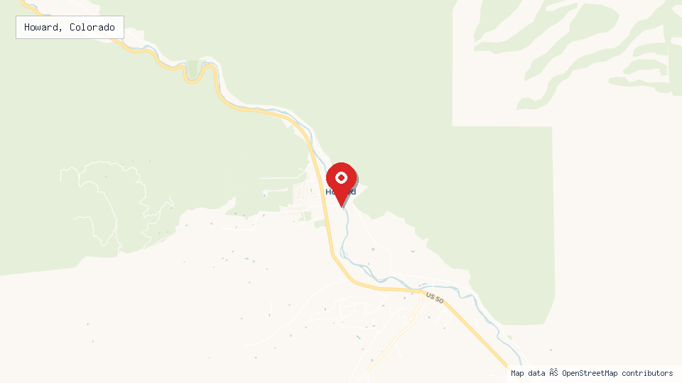 Street map of Howard, Colorado with location pin