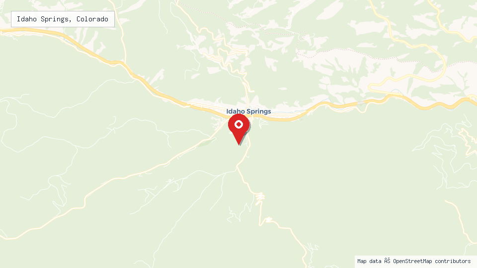 Street map of Idaho Springs, Colorado with location pin