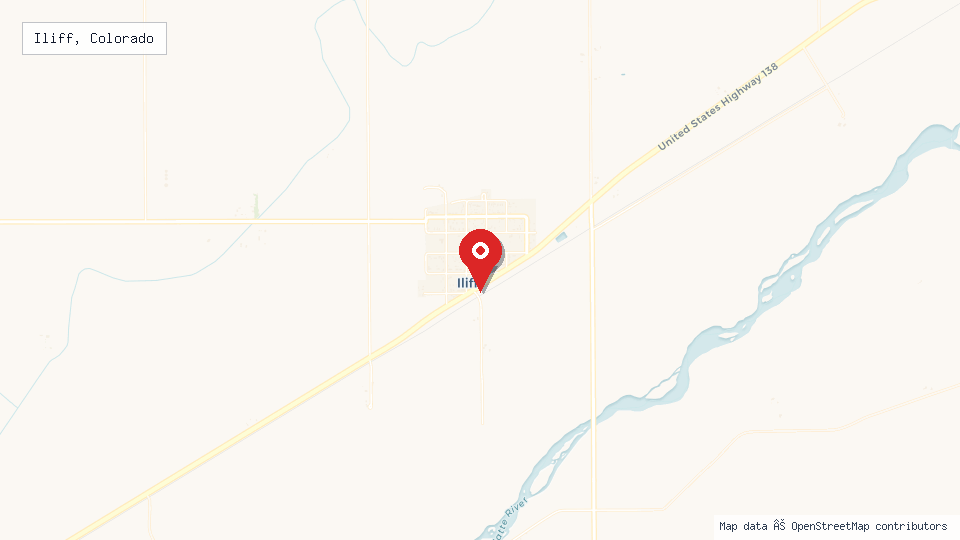 Street map of Iliff, Colorado with location pin