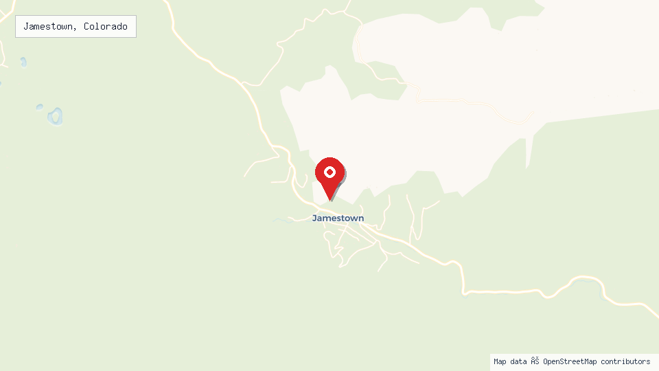 Street map of Jamestown, Colorado with location pin