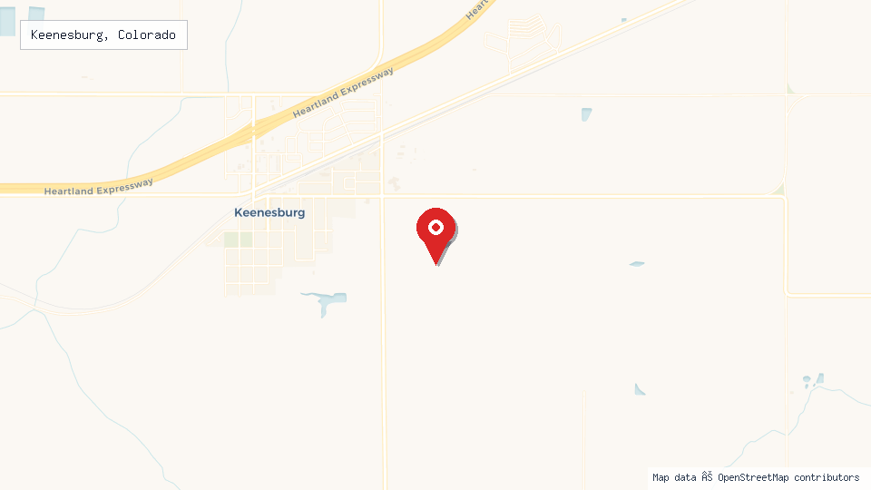 Street map of Keenesburg, Colorado with location pin