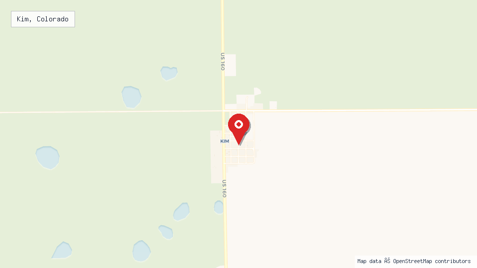 Street map of Kim, Colorado with location pin