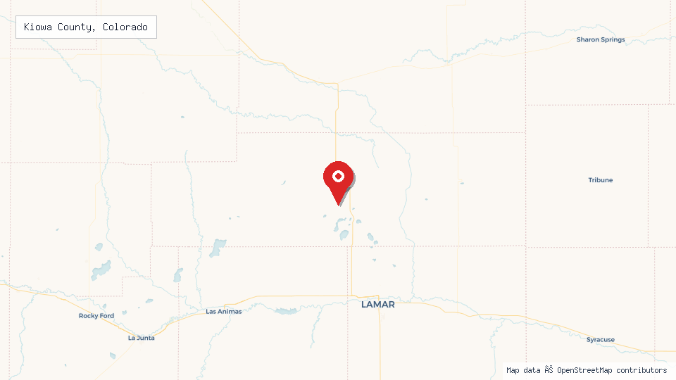 Street map of Kiowa County, Colorado with location pin