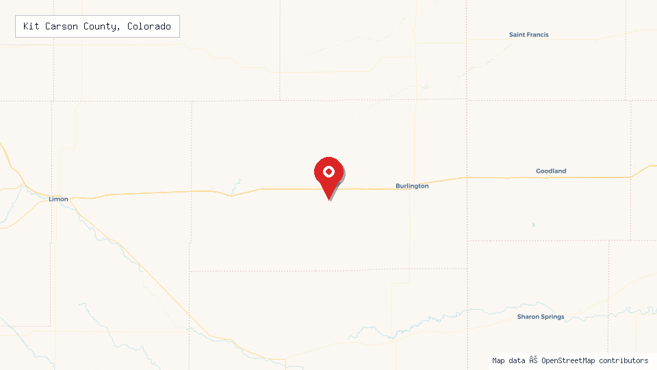 Street map of Kit Carson County, Colorado with location pin