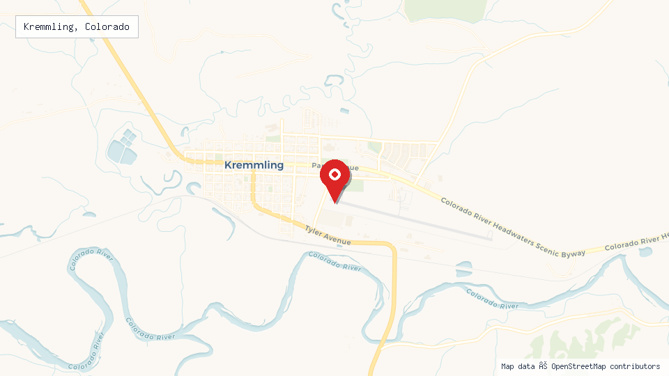 Street map of Kremmling, Colorado with location pin