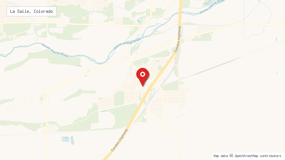 Street map of La Salle, Colorado with location pin