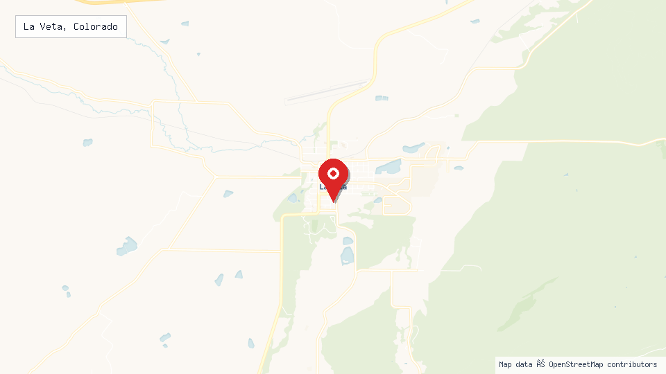 Street map of La Veta, Colorado with location pin