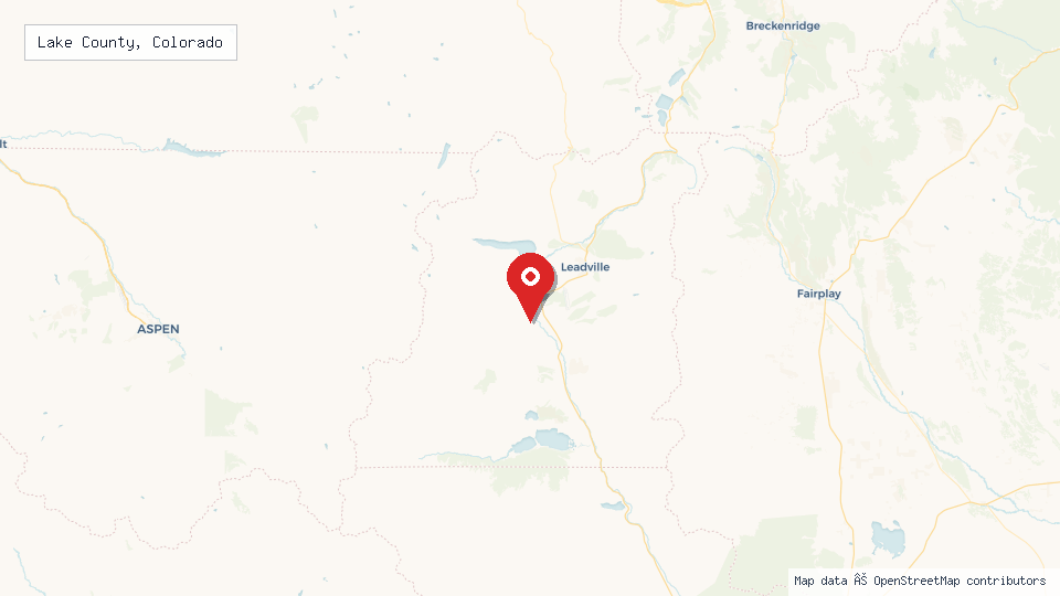 Street map of Lake County, Colorado with location pin