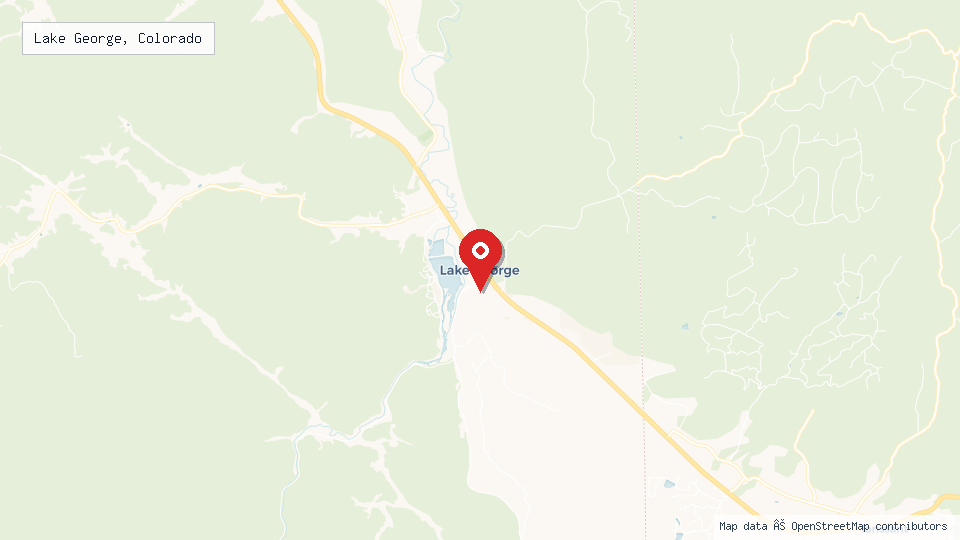 Street map of Lake George, Colorado with location pin