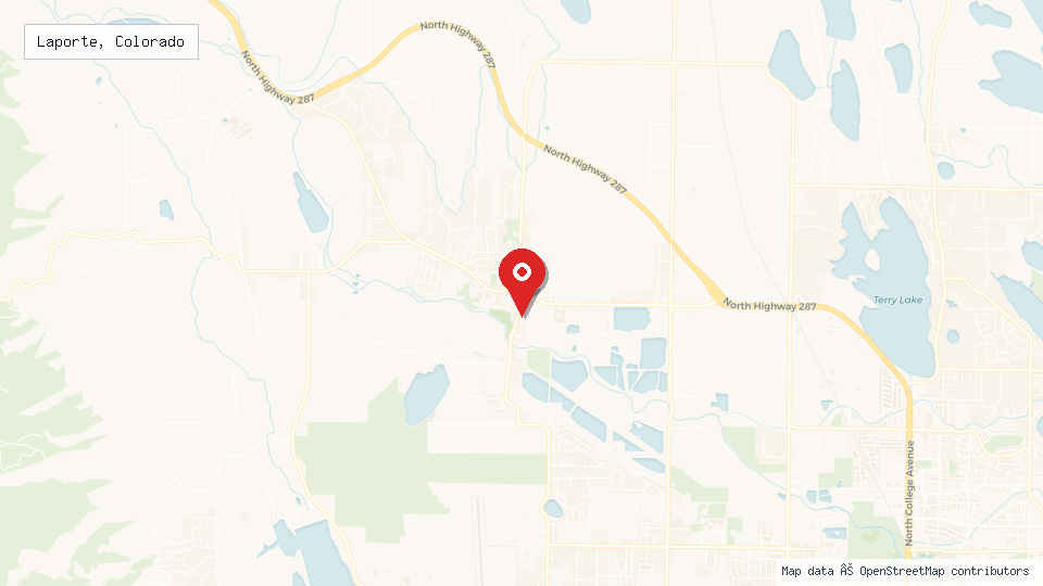 Street map of Laporte, Colorado with location pin