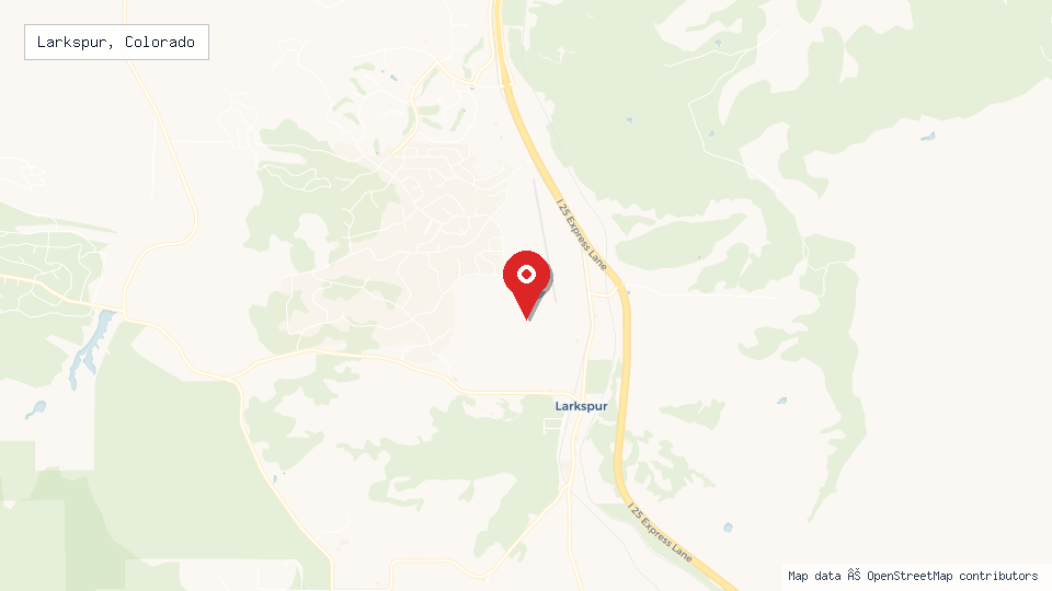 Street map of Larkspur, Colorado with location pin