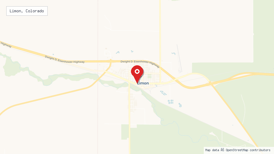Street map of Limon, Colorado with location pin