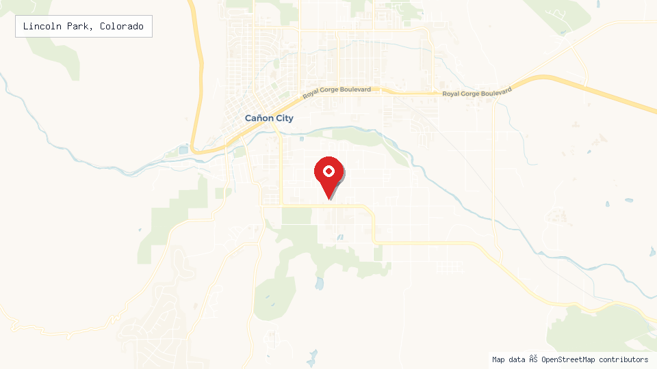 Street map of Lincoln Park, Colorado with location pin