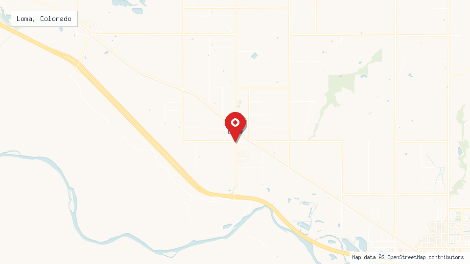 Street map of Loma, Colorado with location pin