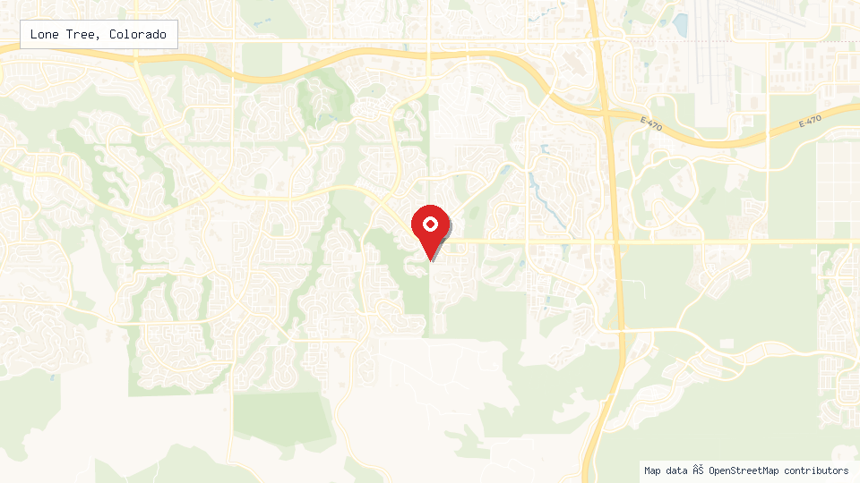 Street map of Lone Tree, Colorado with location pin