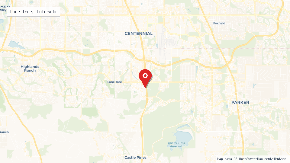 Street map of Lone Tree, Colorado with location pin