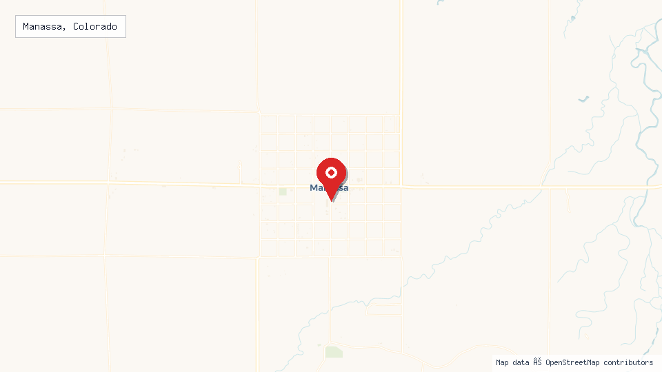 Street map of Manassa, Colorado with location pin