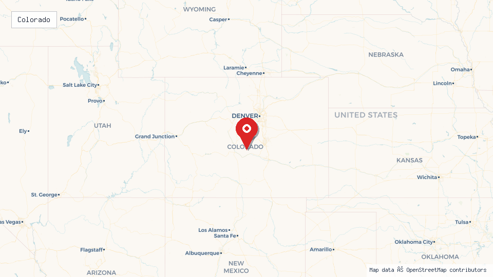 Street map of Colorado with location pin