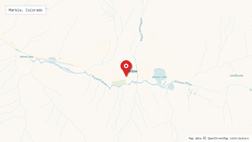 Street map of Marble, Colorado with location pin