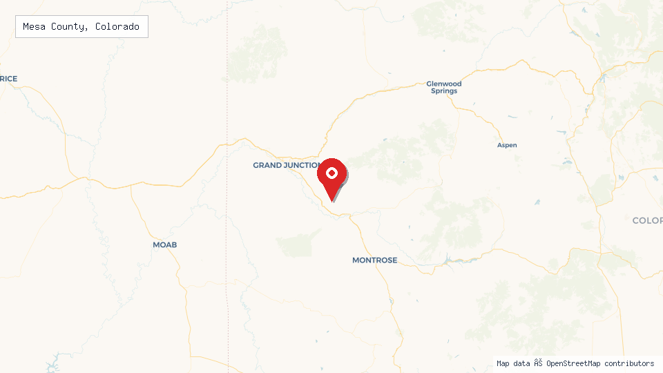 Street map of Mesa County, Colorado with location pin