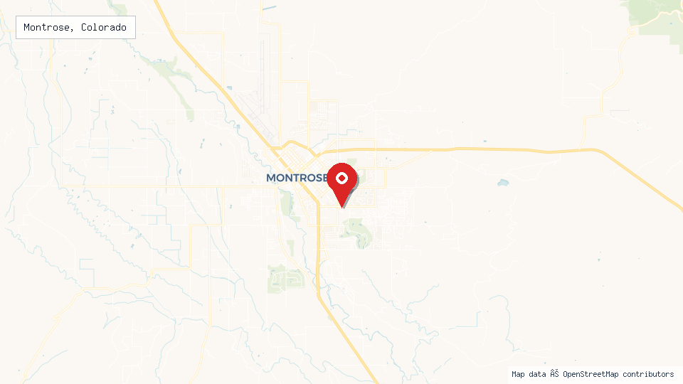 Street map of Montrose, Colorado with location pin