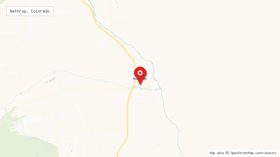 Street map of Nathrop, Colorado with location pin