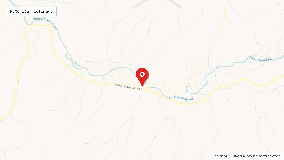 Street map of Naturita, Colorado with location pin
