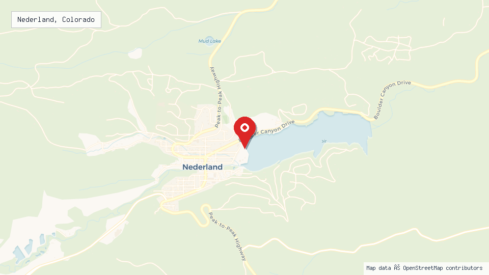 Street map of Nederland, Colorado with location pin