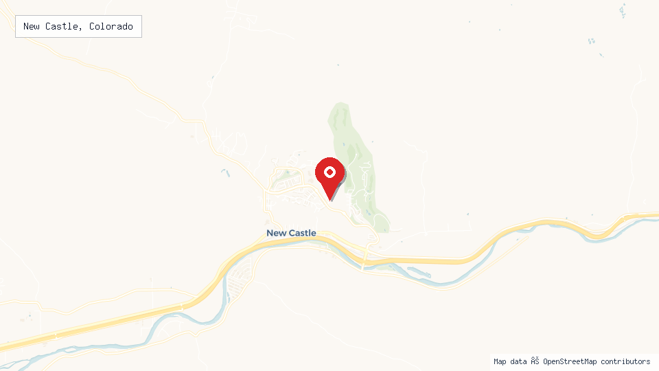 Street map of New Castle, Colorado with location pin