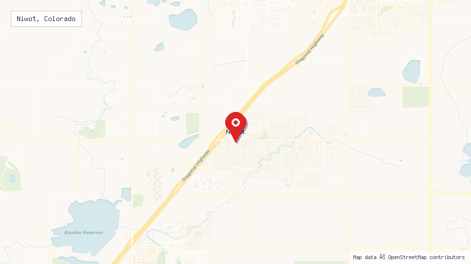 Street map of Niwot, Colorado with location pin