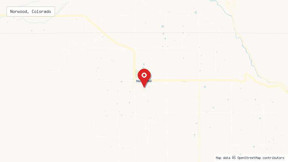 Street map of Norwood, Colorado with location pin