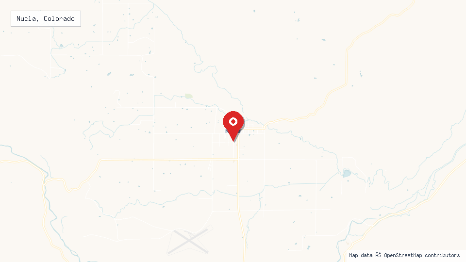 Street map of Nucla, Colorado with location pin