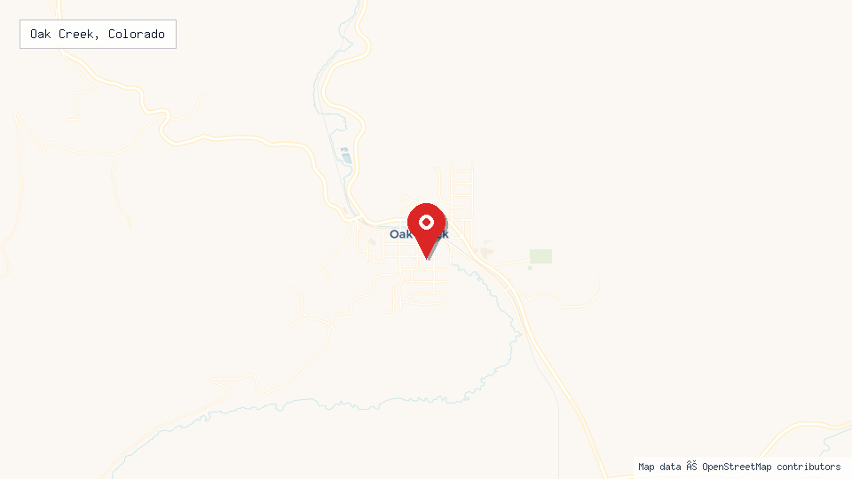 Street map of Oak Creek, Colorado with location pin