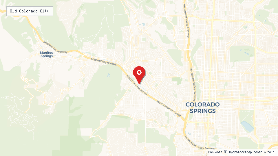 Street map of Old Colorado City with location pin