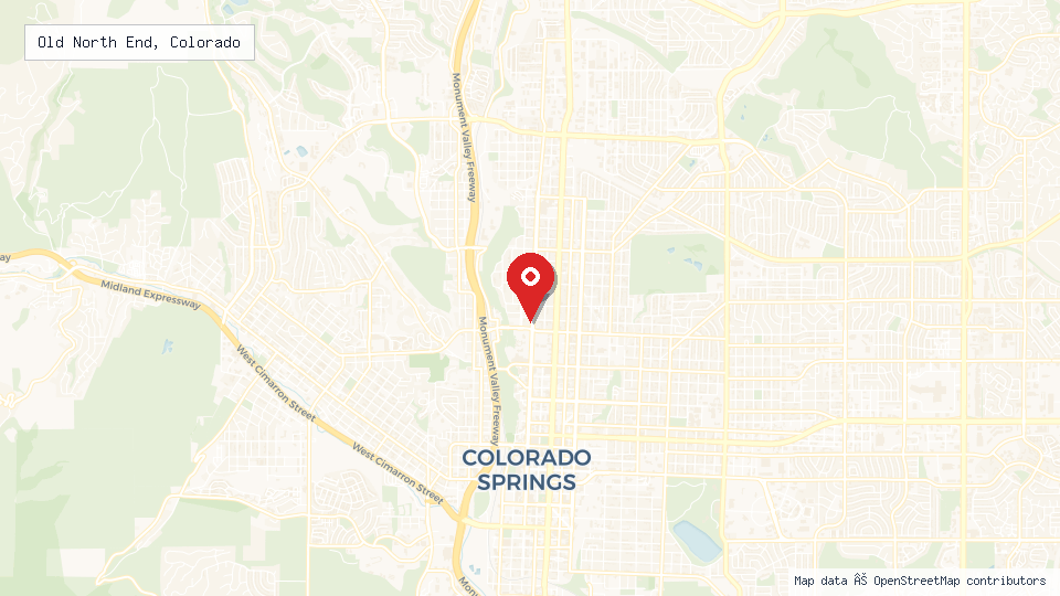 Street map of Old North End, Colorado with location pin