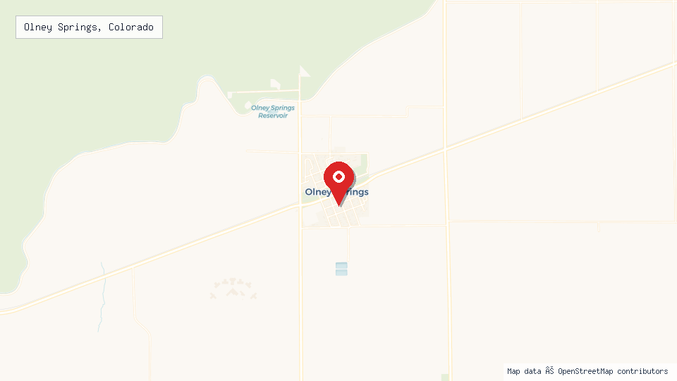 Street map of Olney Springs, Colorado with location pin