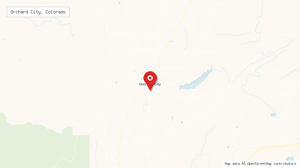 Street map of Orchard City, Colorado with location pin
