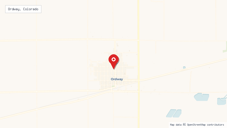 Street map of Ordway, Colorado with location pin