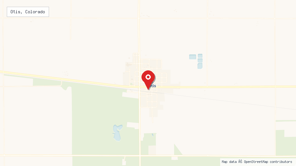 Street map of Otis, Colorado with location pin
