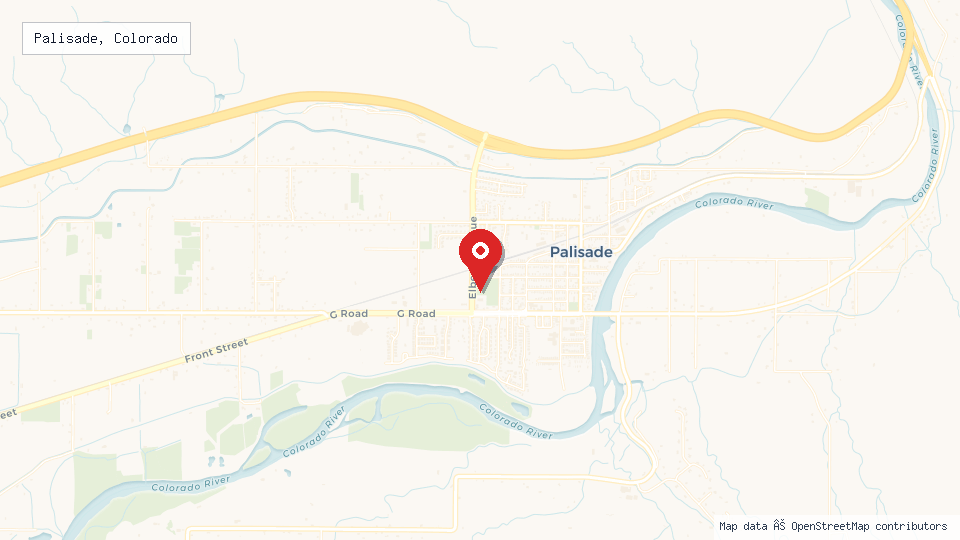 Street map of Palisade, Colorado with location pin
