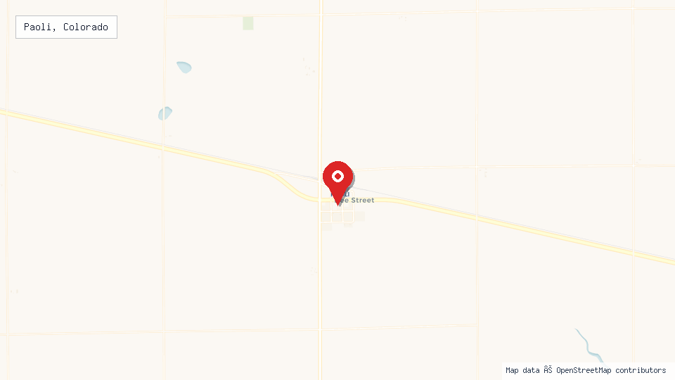 Street map of Paoli, Colorado with location pin