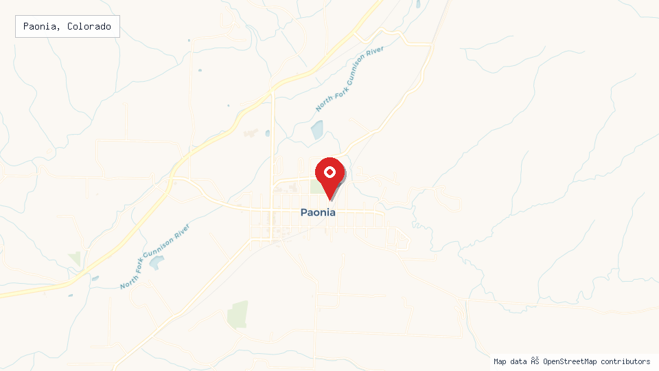 Street map of Paonia, Colorado with location pin