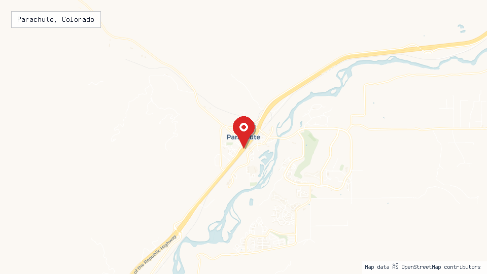 Street map of Parachute, Colorado with location pin