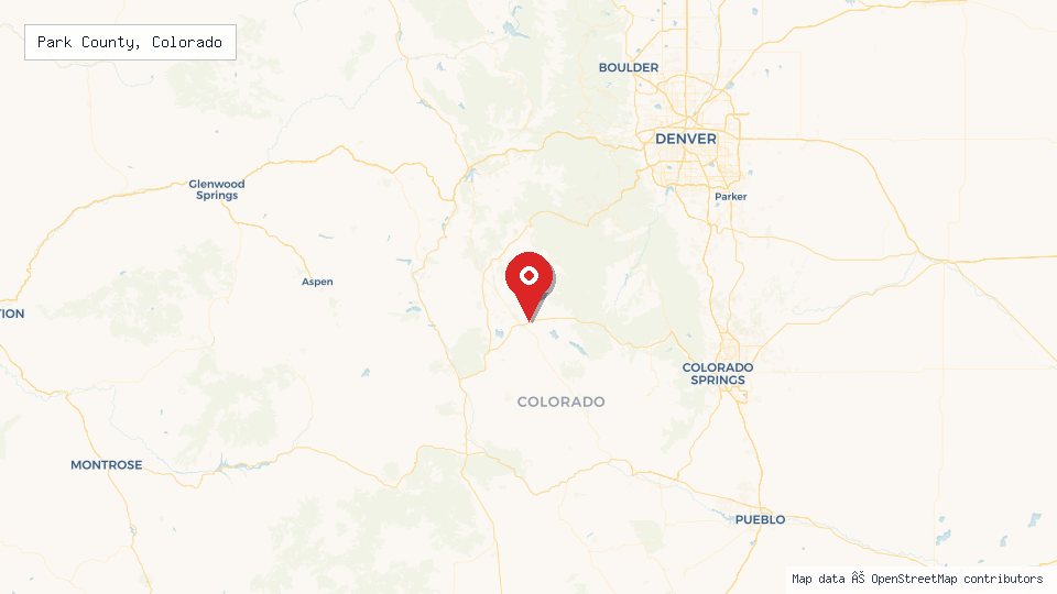Street map of Park County, Colorado with location pin