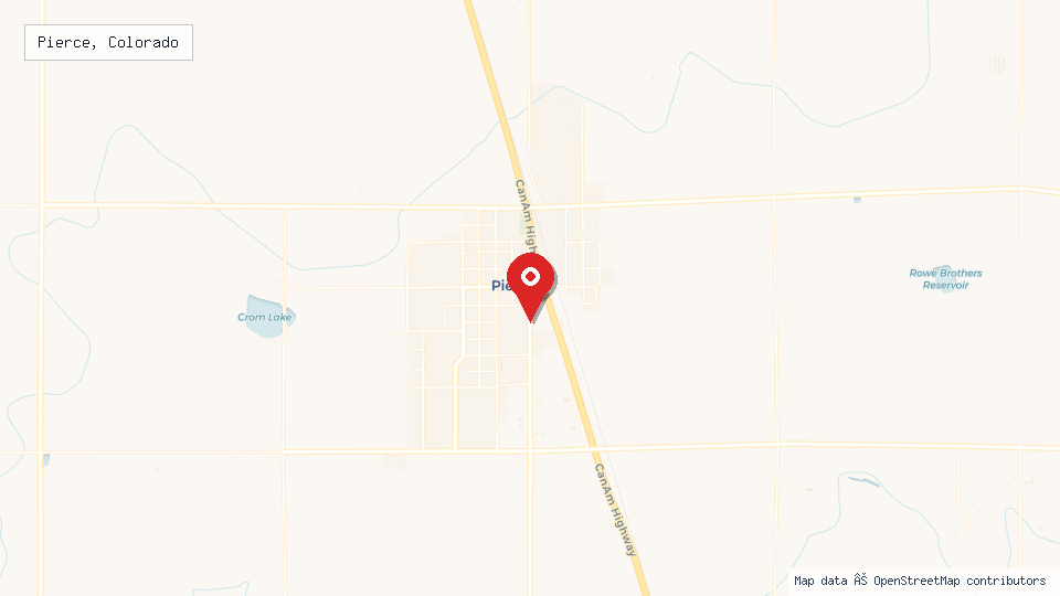 Street map of Pierce, Colorado with location pin