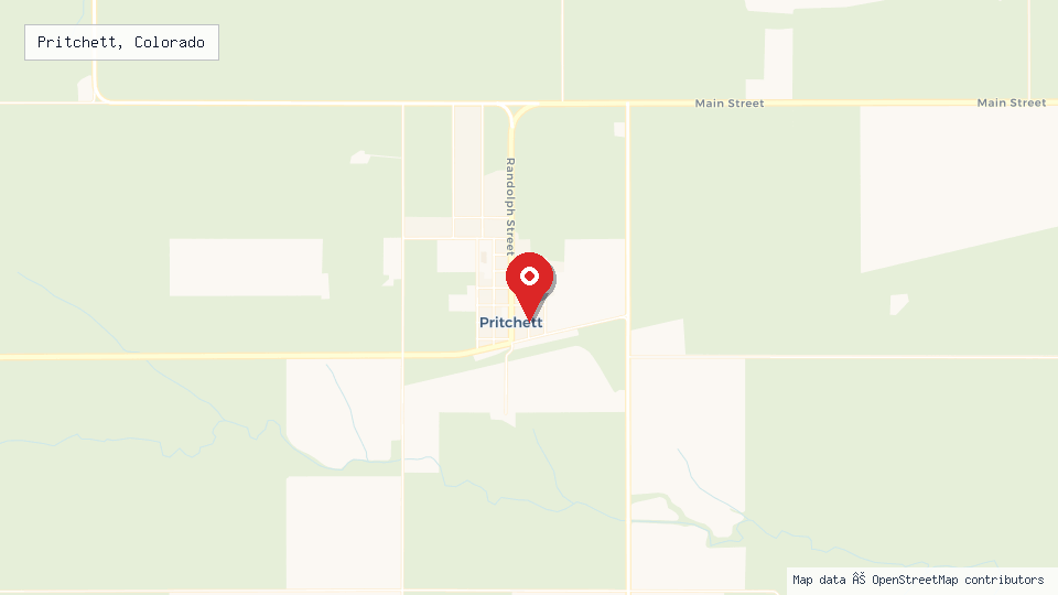 Street map of Pritchett, Colorado with location pin