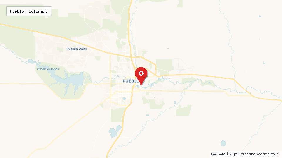 Street map of Pueblo, Colorado with location pin