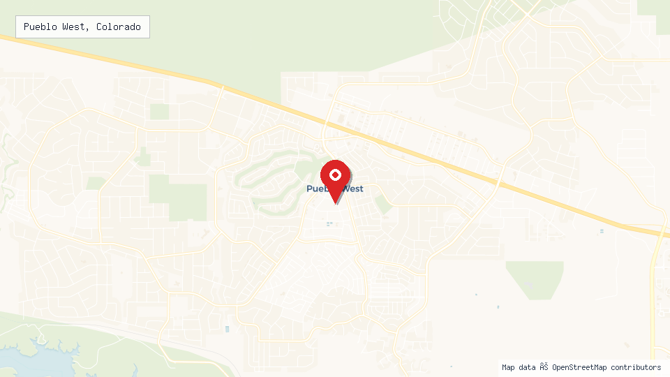 Street map of Pueblo West, Colorado with location pin